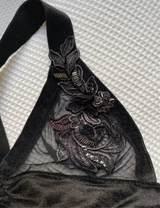 Top lencero terciopelo y lentejuelas