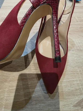 Zapatos Zara Mujer Tacón Slingback Rojo