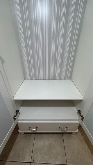 Armario Blanco 2 Puertas con Espejo y cajón