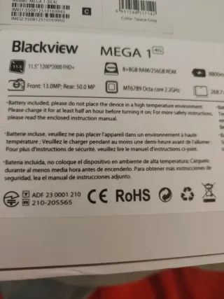 Tablet Blackview Mega 1 256GB Gris