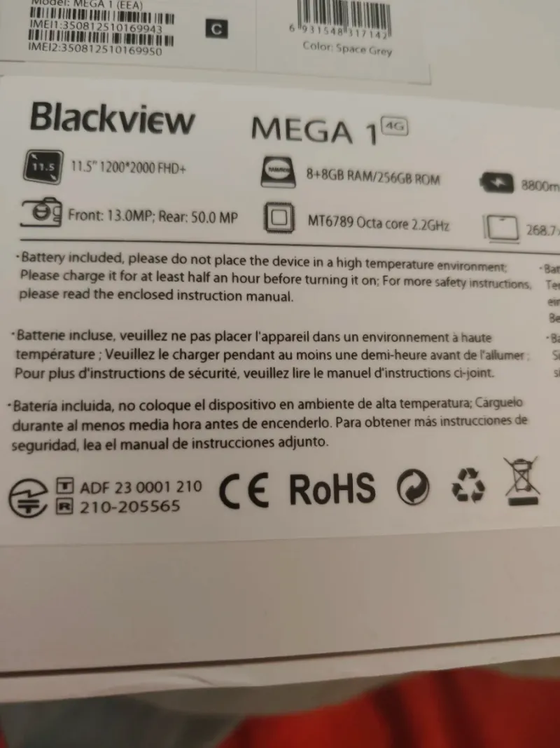 Tablet Blackview Mega 1 256GB Gris afbeelding 3
