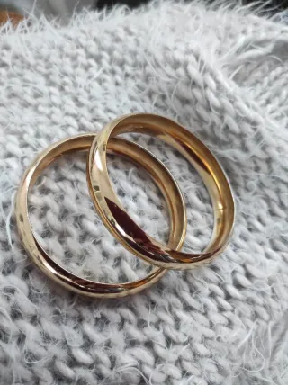 Set 2 bracciali rigidi bombati oro