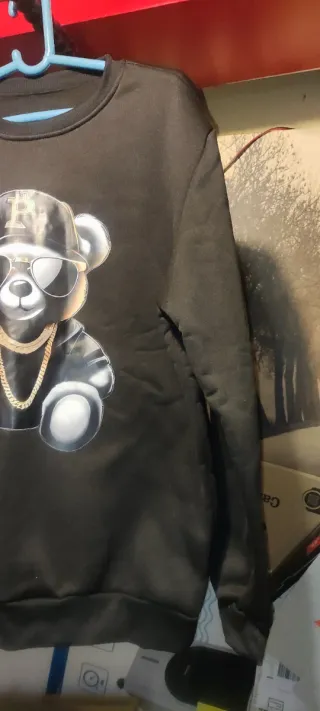 Sudadera M Negra Oso con Gorra