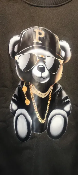 Sudadera M Negra Oso con Gorra