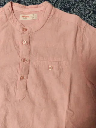 Camisa rosa cuello mao T7-8