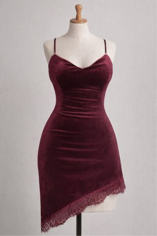 Vestido Terciopelo Burdeos Encaje