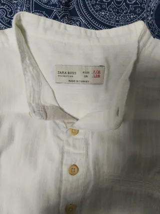 Camisa blanca cuello mao T7-8