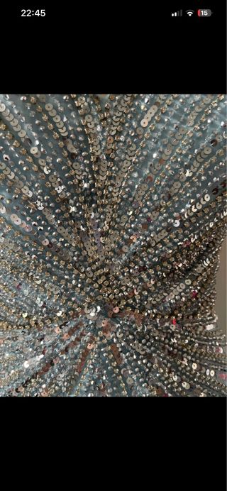 Abito corto cristalli e piume