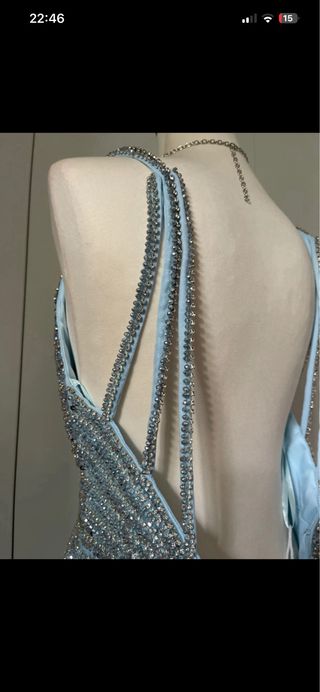 Abito corto cristalli e piume