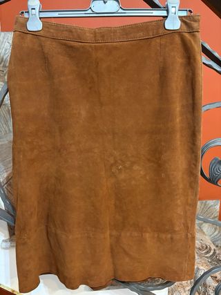 Gonna vintage pelle scamosciata marrone