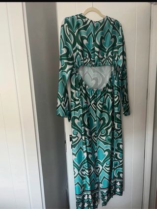 Vestido Mango verde y turquesa estampado