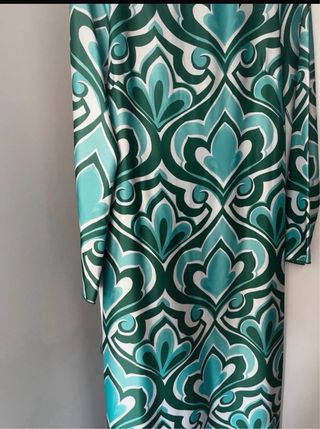 Vestido Mango verde y turquesa estampado