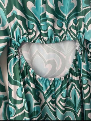 Vestido Mango verde y turquesa estampado