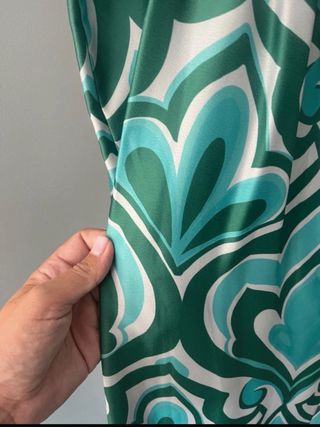 Vestido Mango verde y turquesa estampado