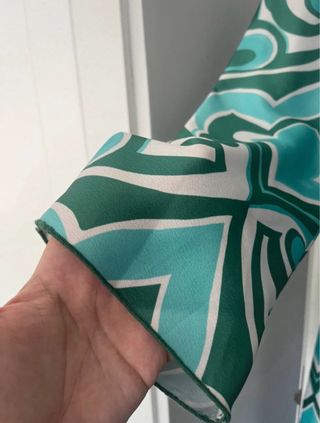 Vestido Mango verde y turquesa estampado