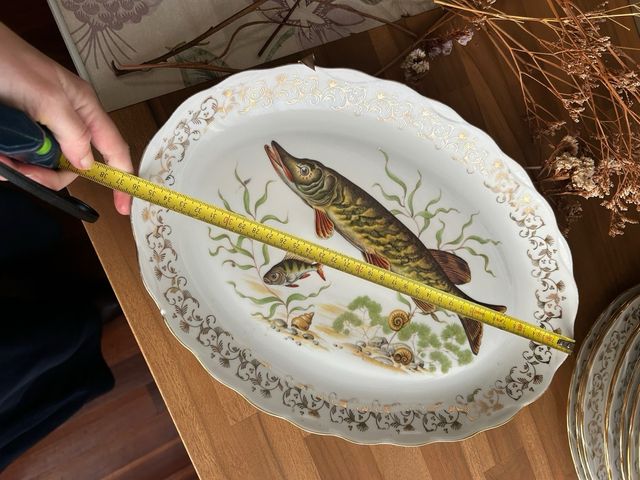 Vajilla Limoges Porcelana Peces Dorados