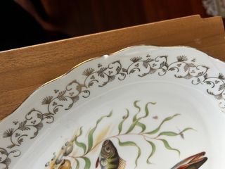 Vajilla Limoges Porcelana Peces Dorados
