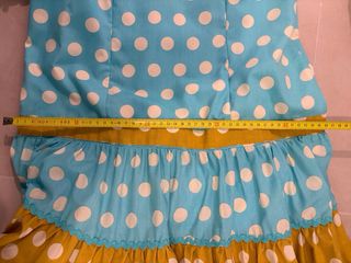 Traje Flamenca Micaela Villa turquesa y beig