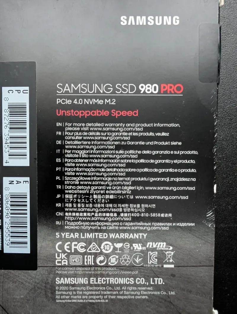 SSD Samsung 980 PRO 500GB NVMe M.2 PCIe 4.0 afbeelding 3