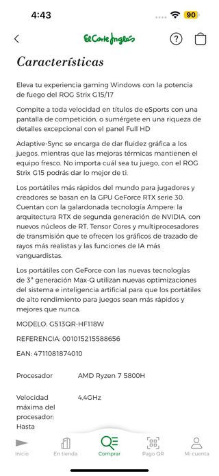 Vendo, Portátil Gaming ROG Strix G15/17