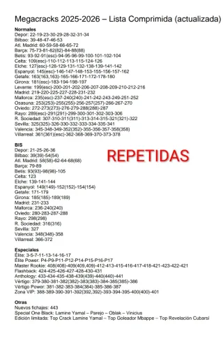 Cambio Megacracks por Adrenalyn 25-26