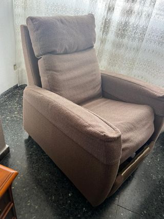 Sillón reclinable tela beige/marrón
