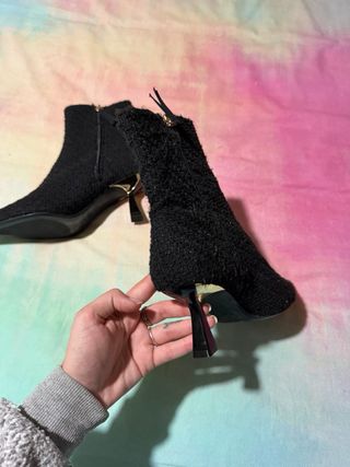 Botines Zara Negros Tacón Dorado Talla 36