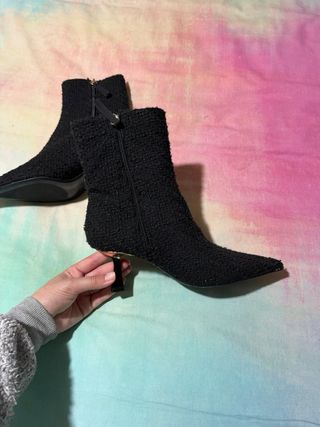 Botines Zara Negros Tacón Dorado Talla 36