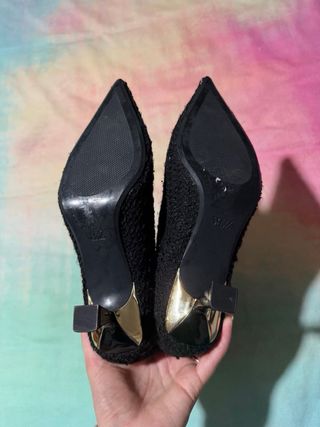 Botines Zara Negros Tacón Dorado Talla 36