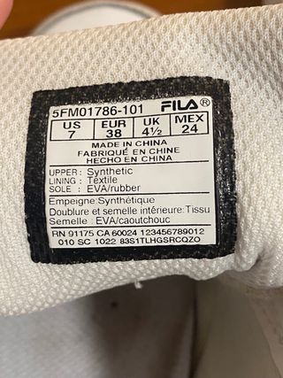 Zapatillas Fila Talla 38 Blancas