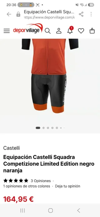 Equipación Ciclismo Castelli Naranja y Negro