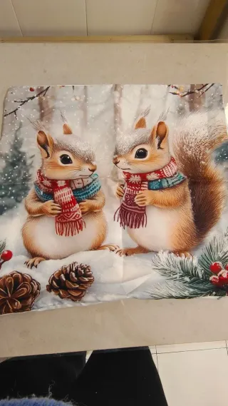 3 Fundas Cojín Ardilla Navidad 45x45