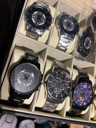 Lote 5 Relojes Cuero o Negro/Plata acero