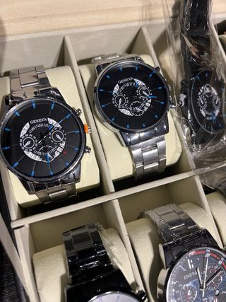 Lote 5 Relojes Cuero o Negro/Plata acero