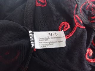 Bustier Corsé Picardías Negro Rojo Talla S P 36