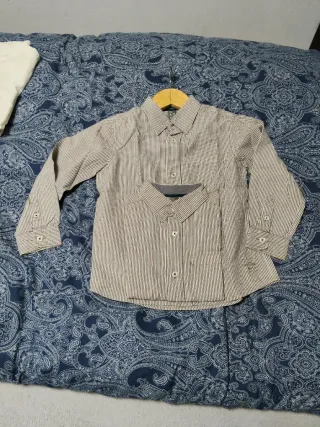 Camisa Zara Kids T4-5 Rayas Marrón/Blanco