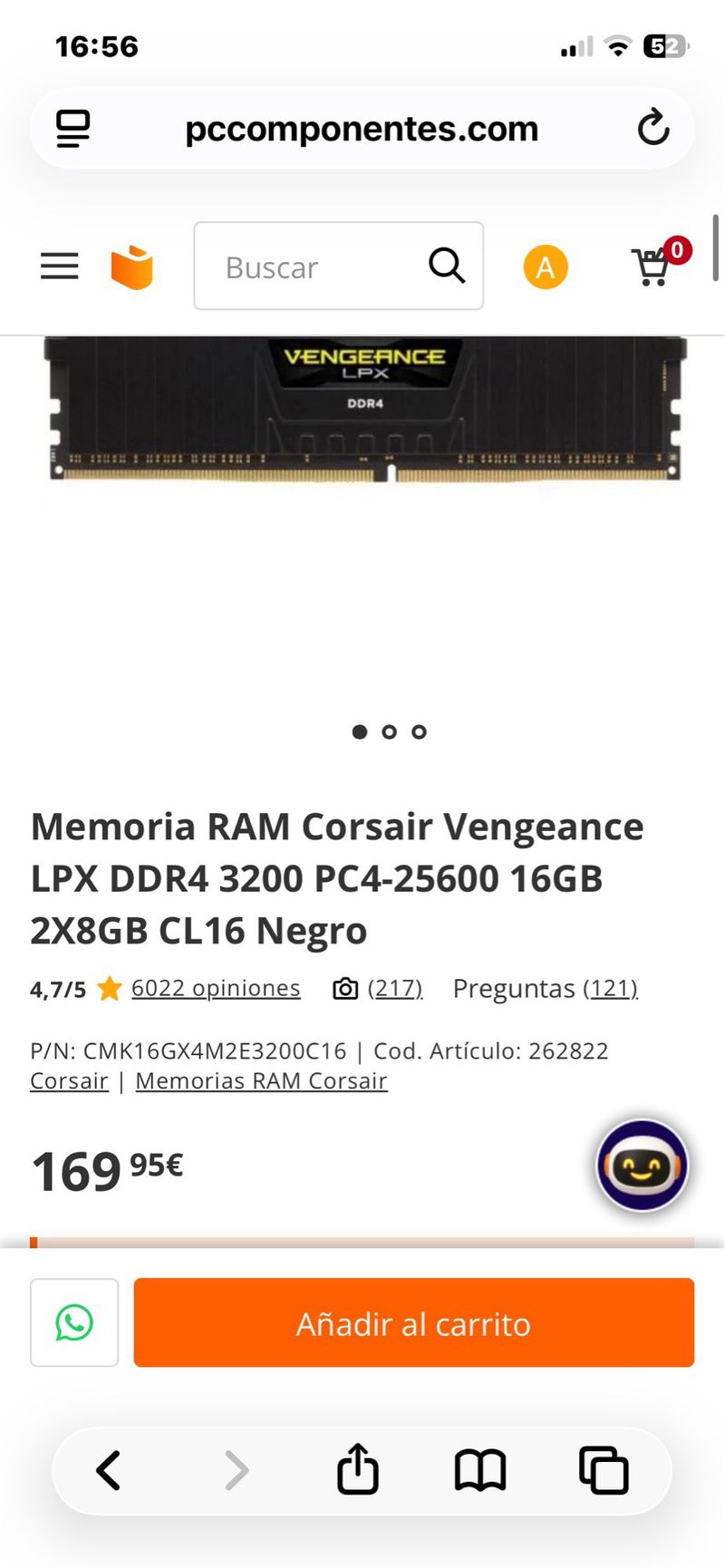 Memoria RAM Corsair Vengeance LPX DDR4 3200 afbeelding 2