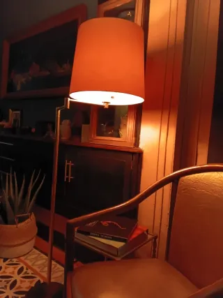 Lámpara Metalarte Años 70 Dorada Tela