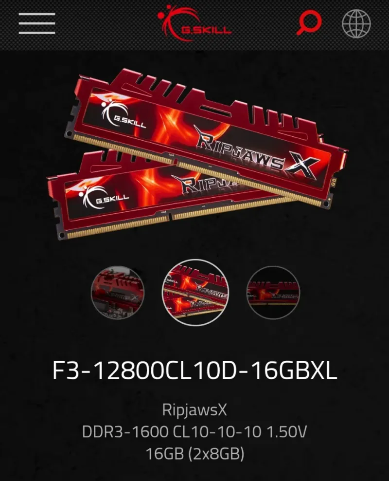 Kit 2x RAM DDR3 16GB 1600MHz G.Skill afbeelding 3