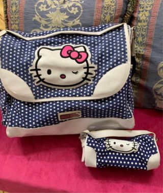 Maleta y bolso Hello Kitty azul
