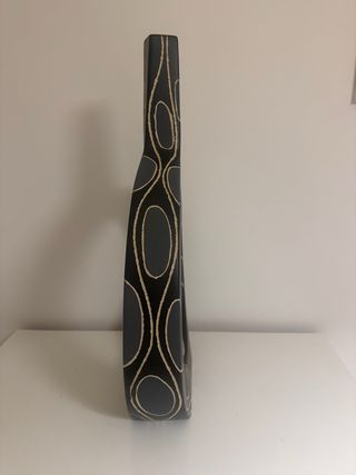 Jarrón Decorativo Cerámica Negro y Gris