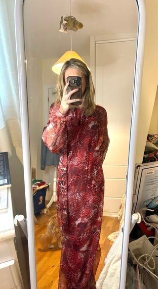 Vestido largo estampado animal print con foulard