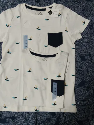 Camiseta blanca estampada surf T7-8 si estrenar.