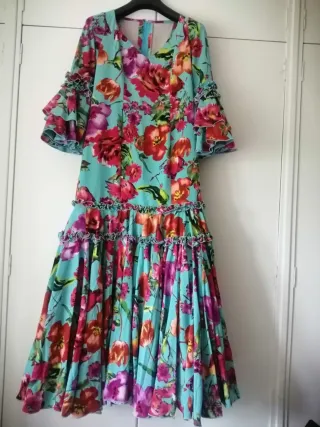 Vestido de flamenca de crespón estampado.