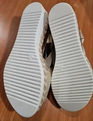 Sandali donna beige e oro