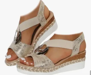 Sandali donna beige e oro