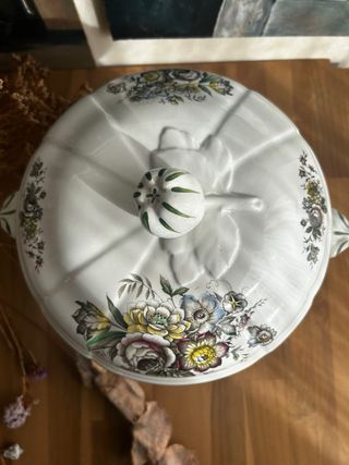 Sopera Luneville Loza Francesa Flores