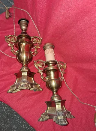 Coppia Candelabri Ottone Fine '700