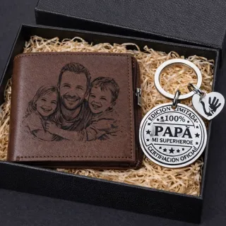 Billetera con foto familia + llavero