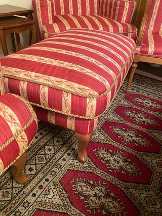 2 Poltrone con Bracciali + Poggiapiedi Vintage Luigi XV